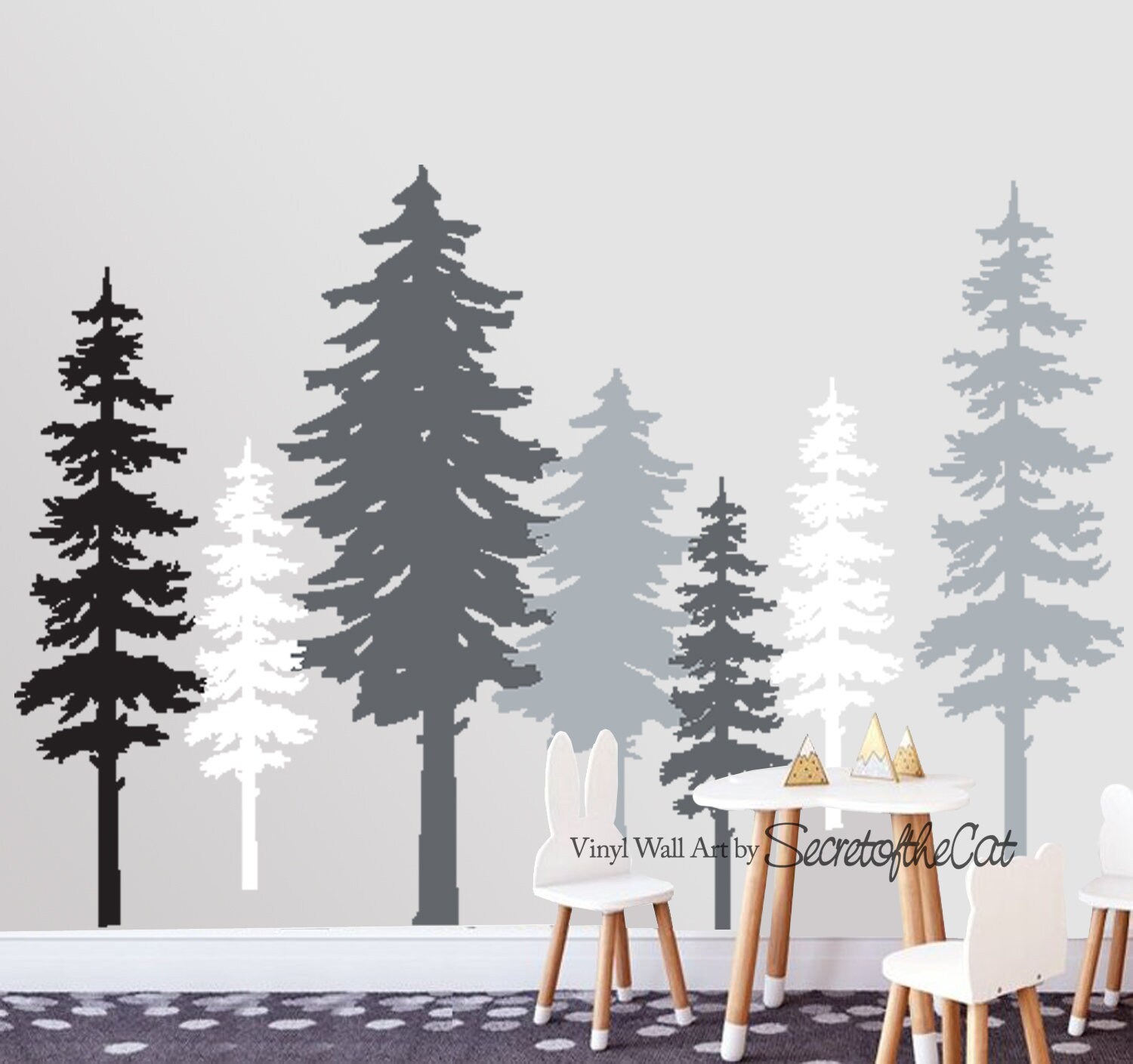 Wall Decals Nursery Pine Tree Forest Wall Decalstree Wall Etsy Canada