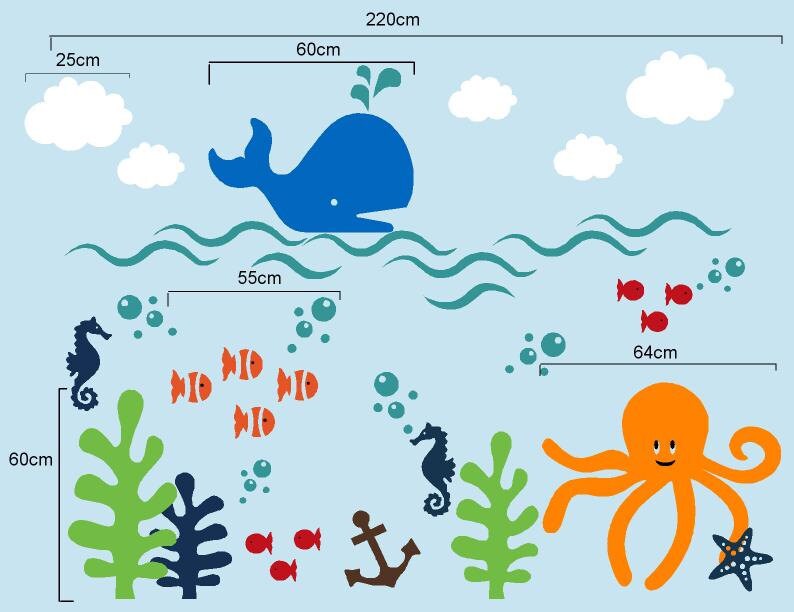 Underwater Wall Decal / Wall Decal Nursery / Underwater Decals Etsy