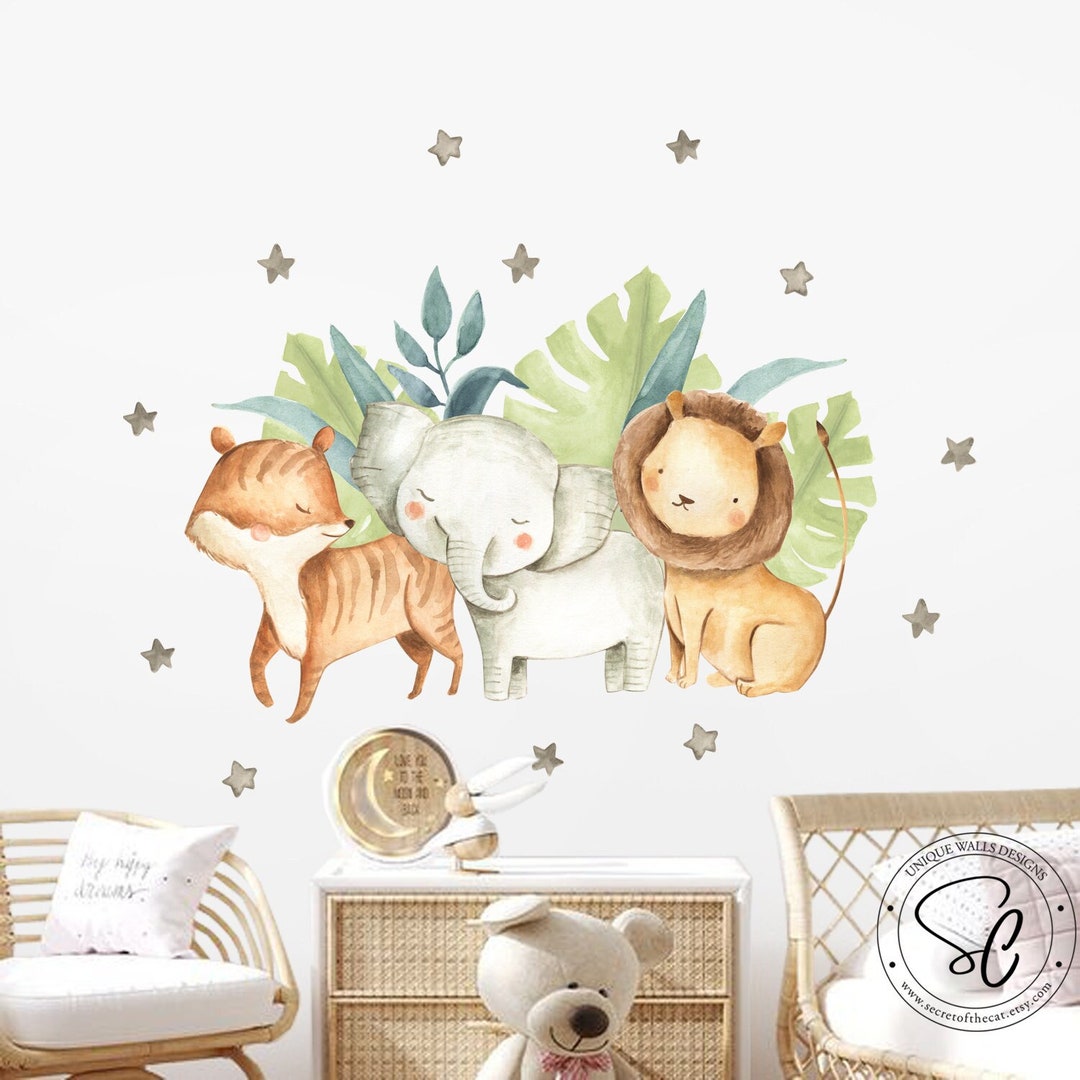 Safari Animals Wall Decals, Peel and Stick Nursery Decor - Etsy