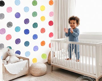 424-Piece Polka Dot Wall Decals – Watercolor Round Circle Stickers, Peel & Stick Vinyl Rainbow Dots For Kids' Rooms, Classrooms & Playrooms