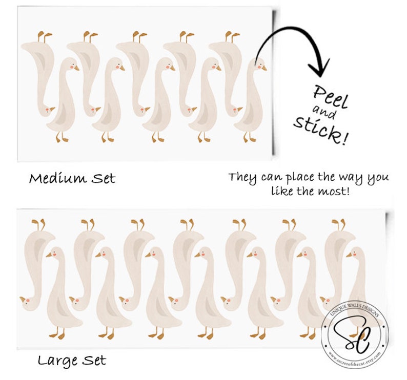 Goose stickers, Geese Kit for Nursery, Geese Wall Decor, Baby Wall Decal, Kids Room Wall Art, Peel and stick decals zdjęcie 4