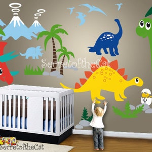 Nursery wall decal - Wall Decals Nurseryl - Dinosaurs world decal - custom name - Dinosaurs decal - Wall Decal - Dino decals - Nursery