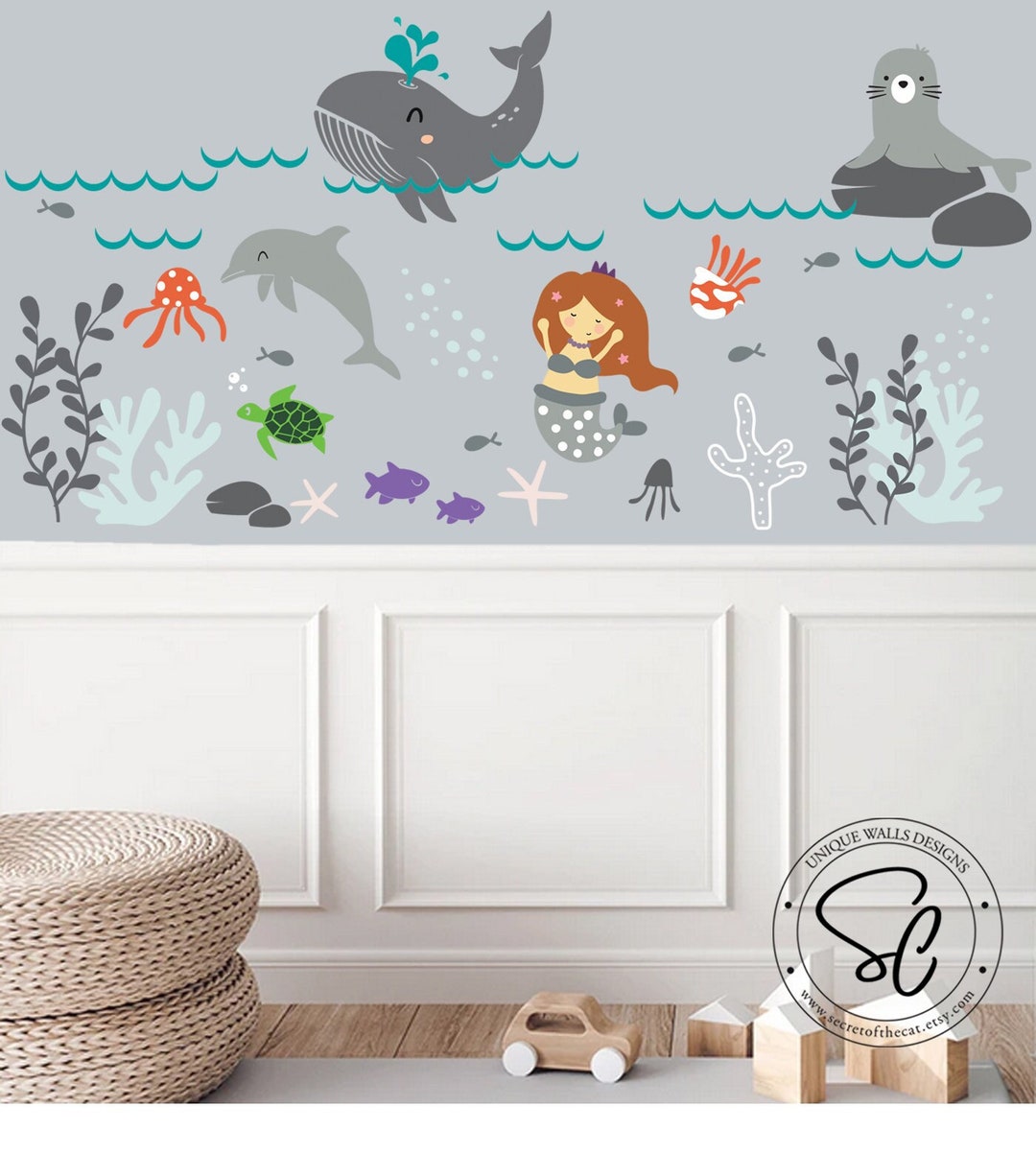 Under the Sea Decal / Under the Sea Decal / Underwater Wall Decal/ Ocean Wall Decal / Octopus
