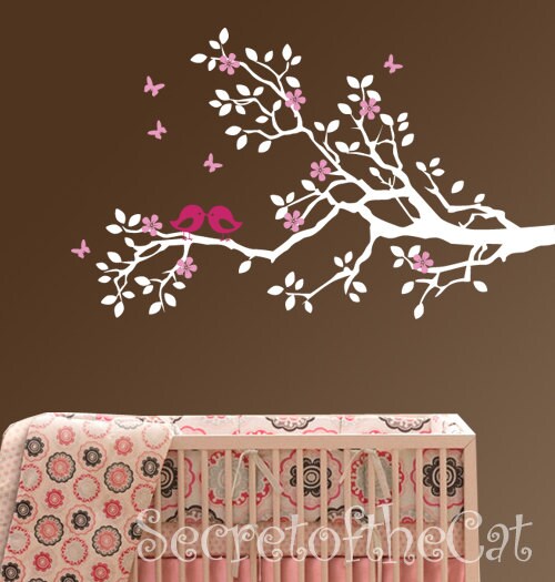 Nursery wall decal branch vinyl decal children decal birds Etsy