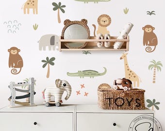 Safari Nursery Wall Decals, Jungle Animals, Peel and Stick