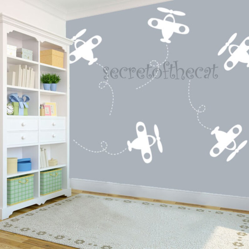Airplane Wall Decal / Wall Decal Nursery / Airplanes Decals / Etsy