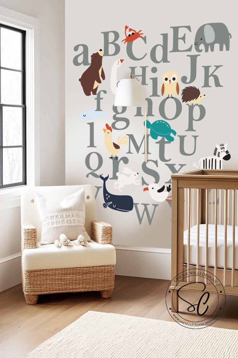 Alphabet Animals Nursery Wall Decal, ABC Vinyl Sticker - Etsy
