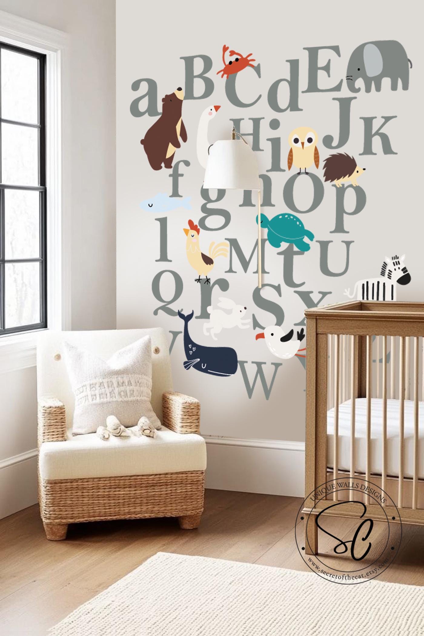 Alphabet Animals Nursery Wall Decal, ABC Vinyl Sticker