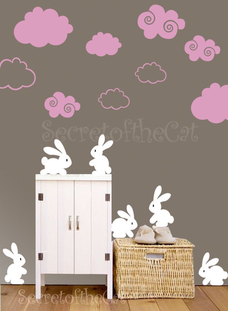 Rabbit Wall Decal / Wall Decal Nursery/ Rabbits Wall Decal / Etsy