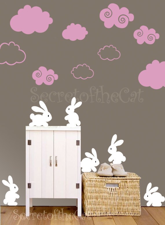Rabbit Wall Decal / Wall Decal Nursery/ Rabbits Wall Decal / Etsy