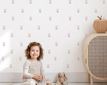 Vinilos decorativos de tulipanes para pared, pegatinas autoadhesivas, flores para la decoración de la habitación de niña.