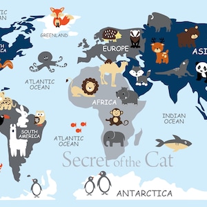 Wereld kaart decal-kwekerij muur sticker-muur sticker kinderkamer-kaart decal-kinderen muur sticker-kaart muur sticker-wereld decal-wereld kaart muurschildering