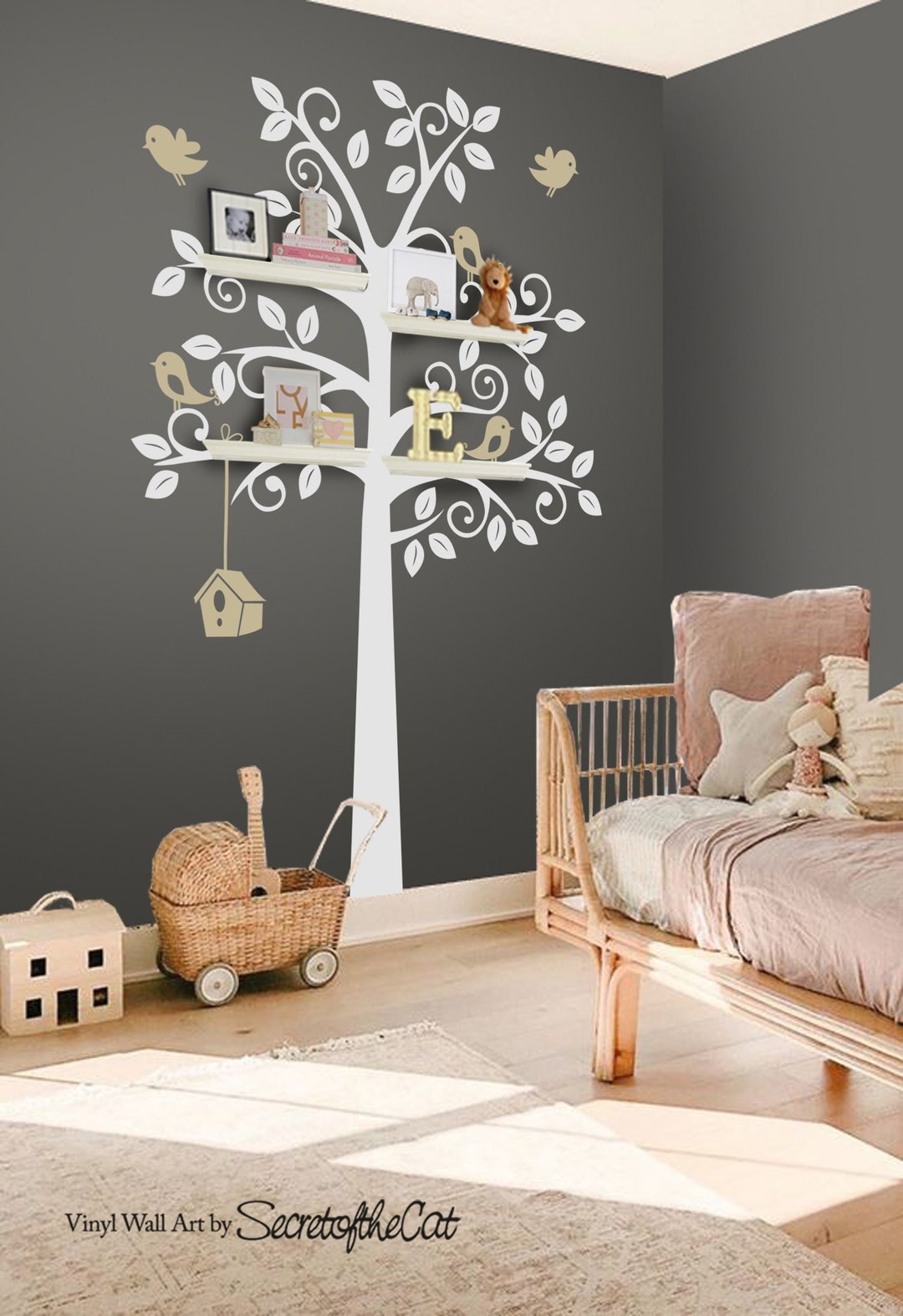 White Tree Decal Nursery Wall Decal Wall Decal Nursery Tree Etsy