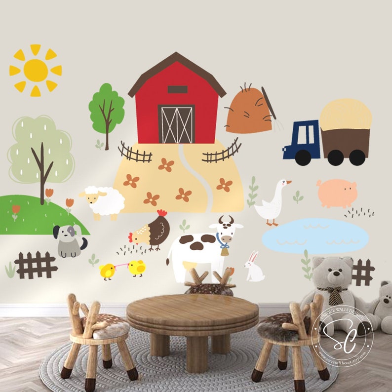 Farm Animals Decals, Farm Wall Decal, Farm Wall Sticker, Nursery Wall ...
