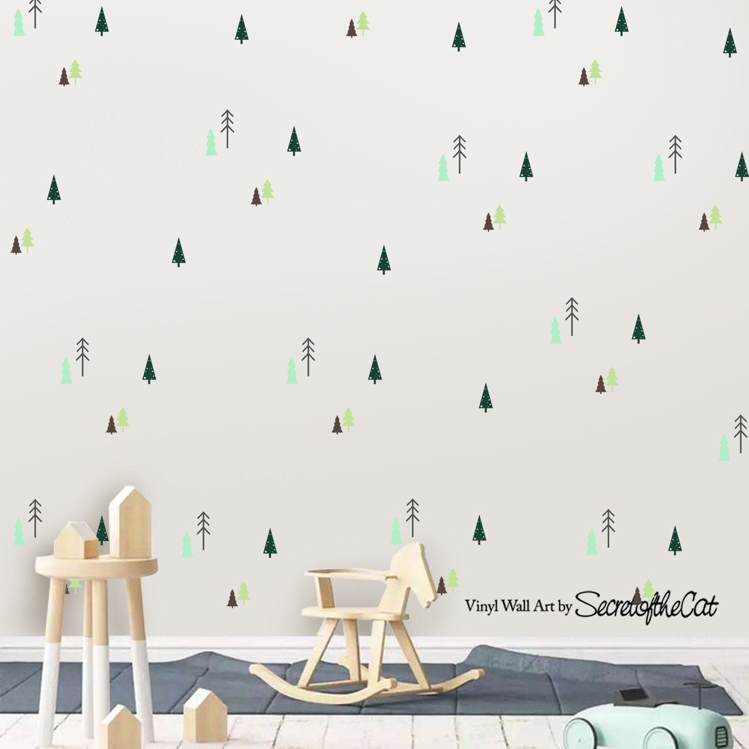 Nursery Decals, Kids Room Decals, Forest Nursery, Mini Pine Tree Wall ...