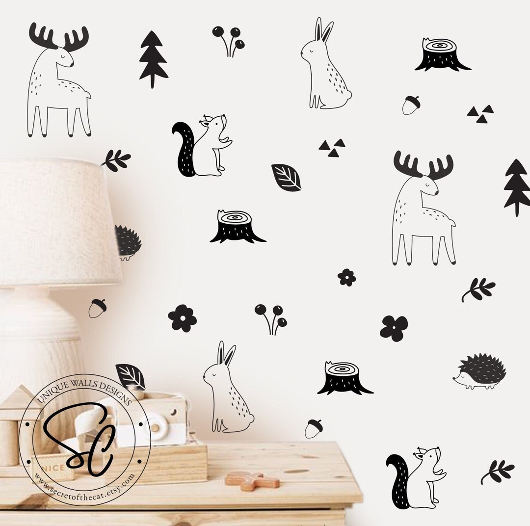 Woodland Animals Wall Decals – Forest Nursery Decor, 28 Piece Set - Etsy