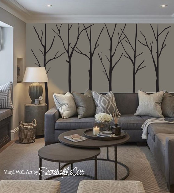 Living room Tree Wall Decals Sticker Set Large tree wall | Etsy