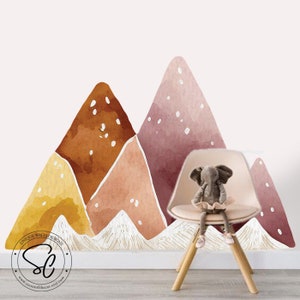 Boho Mountain Wall Decal, Mountains wall sticker,Peel and Stick Mountains, Mountain Mural, Nursery Wall Art