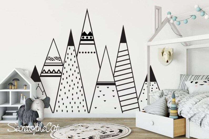 Mountain Wall Sticker Mountain Wall Decal Mountains Sticker Etsy