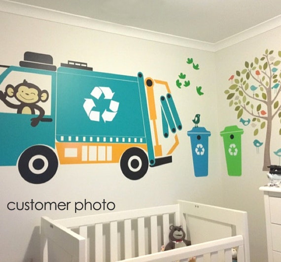 Wall Decals Nursery Nursery Wall Decal Garbage Truck Wall Etsy