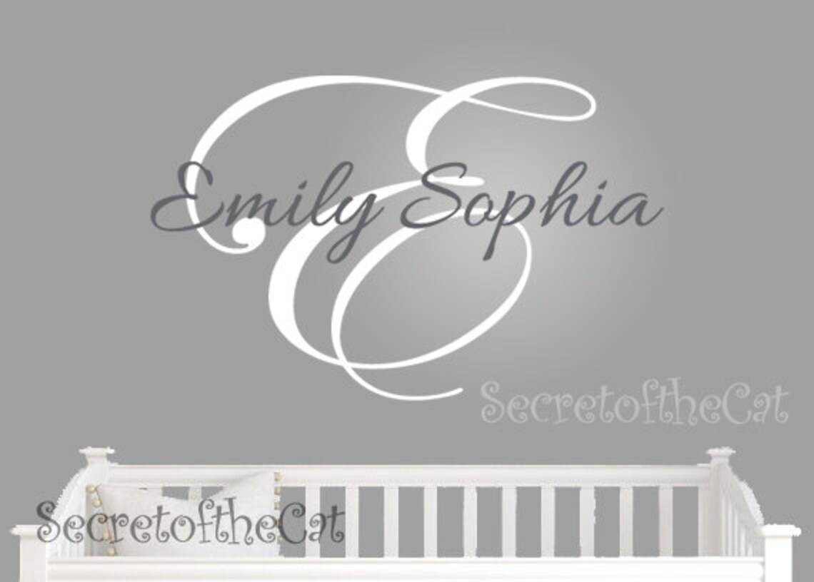 Name and Initial Wall Decal Wall Decals Nursery Damask Etsy