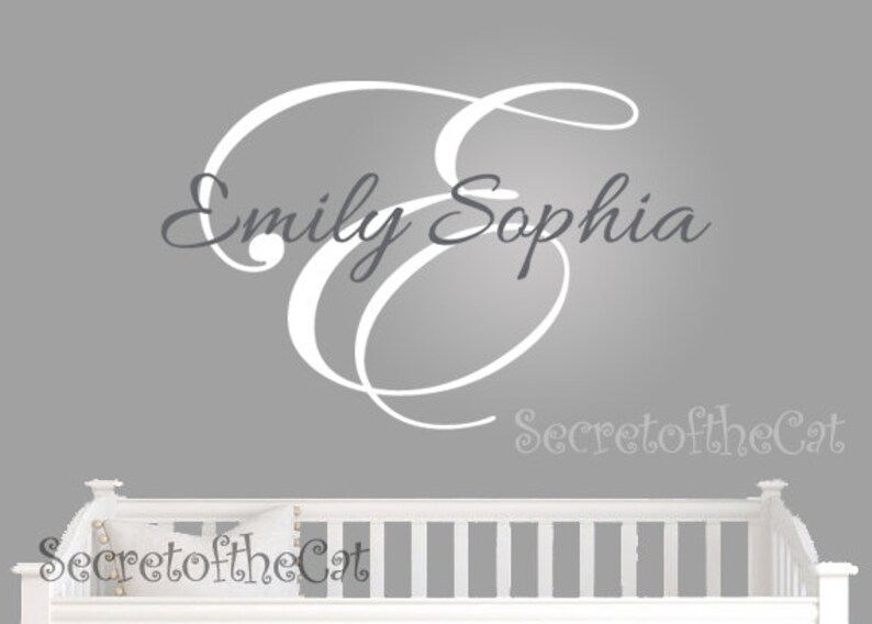 Name and Initial Wall Decal Wall Decals Nursery Damask Etsy