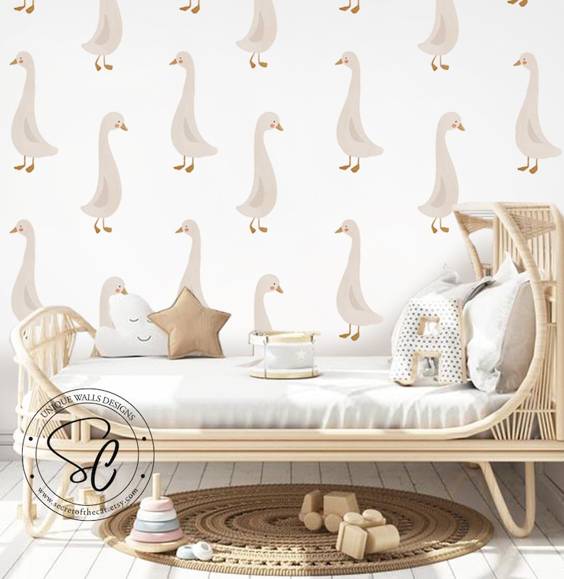 Goose stickers, Geese Kit for Nursery, Geese Wall Decor, Baby Wall Decal, Kids Room Wall Art, Peel and stick decals zdjęcie 2