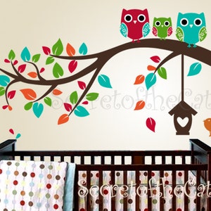 Branch with Owls decal Baby tree decal Owl Decals Branch Wall Decals Children Vinyl Wall decal Nursery image 1