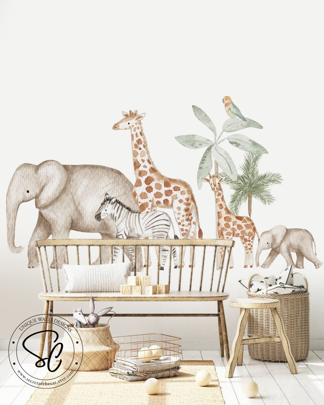 Safari Animals Stickers ,jungle Animals, Nursery Decals, Kids Room