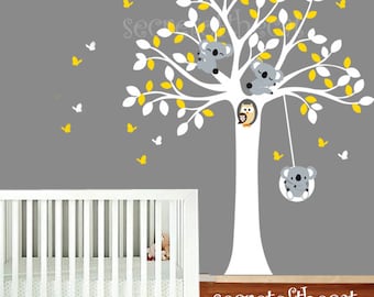 Tree wall decal, Nursery Wall Decal, Wall Decals Nursery, Tree and Koalas decal,koala wall decal, Nursery tree decal, Koala wall sticker