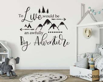Adventure Nursery Vinyl Wall Decal, Mountain Kids Room Decor