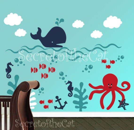Underwater Wall Decal / Wall Decal Nursery / Underwater Decals Etsy