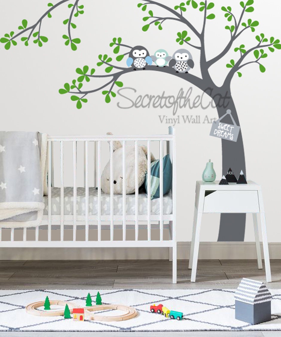 Nursery Wall Decal Corner Tree Decal Baby Tree Wall Decals Etsy