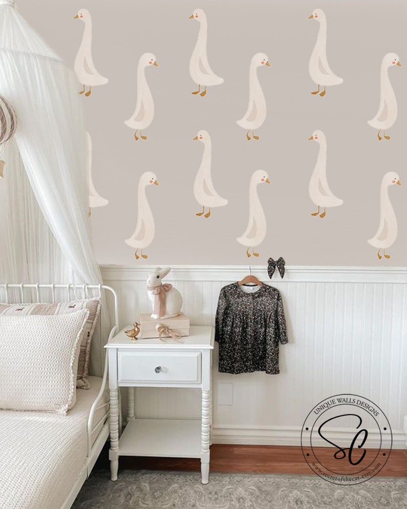 Goose stickers, Geese Kit for Nursery, Geese Wall Decor, Baby Wall Decal, Kids Room Wall Art, Peel and stick decals zdjęcie 1