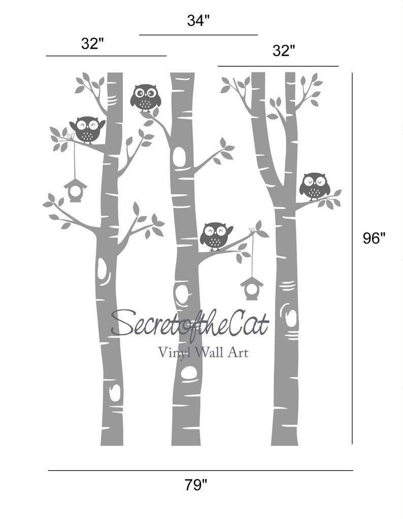 Birch Tree Wall Decal White Tree Decal Nursery Wall Decal Etsy