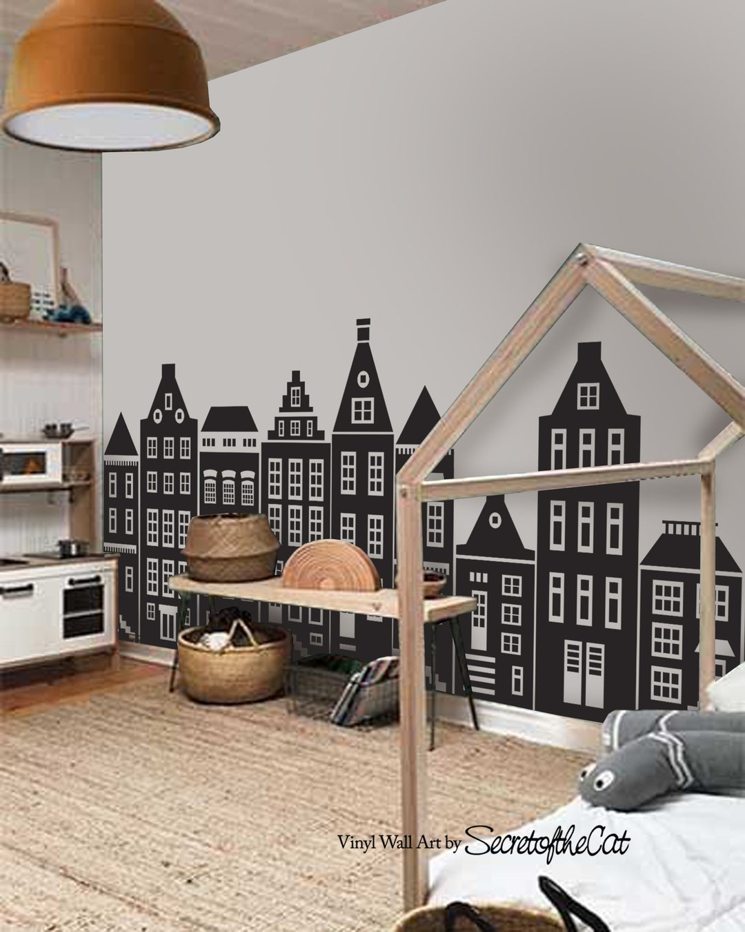 City Wall Decal, Nursery Wall Decal, Wall Decal Nursery, Houses Decal