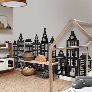 City Wall Decal, Nursery Wall Decal, Wall Decal Nursery, Houses Decal, Dutch Houses decal, Kids room decor, Houses Decal
