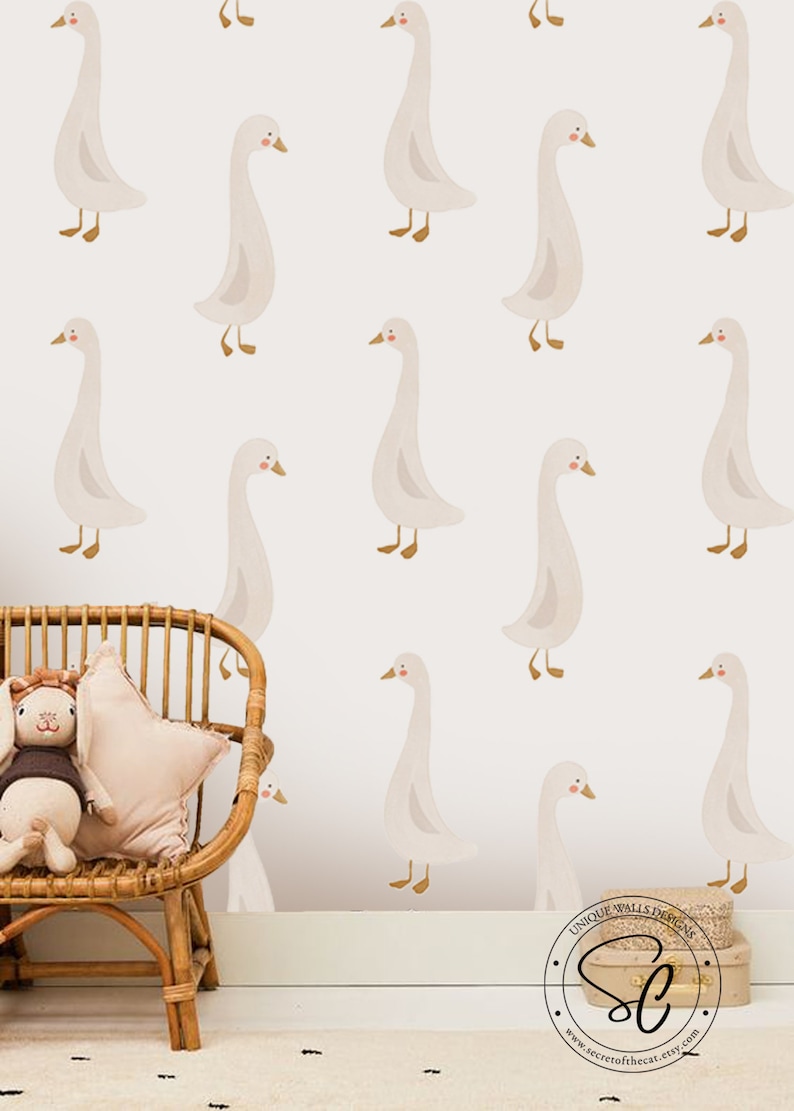 Goose stickers, Geese Kit for Nursery, Geese Wall Decor, Baby Wall Decal, Kids Room Wall Art, Peel and stick decals zdjęcie 1