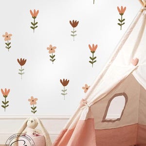 Flower Wall Stickers, Peel and stick flowers, Boho Flower Wall Sticker, Nursery decor, Decals for Walls, wildflowers decal, decals for girls