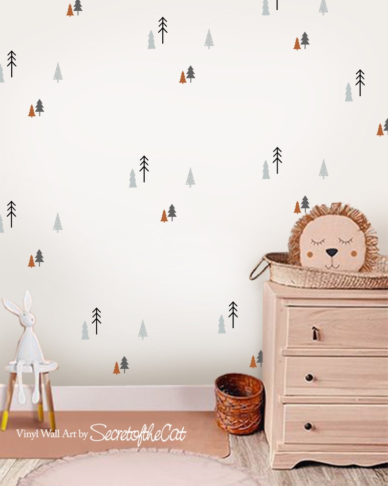 Nursery Decals, Kids Room Decals, Forest Nursery, Mini Pine Tree Wall ...