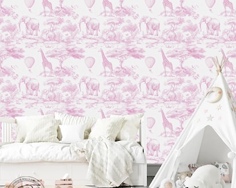 Pink jungle wallpaper - Chinoiserie Safari Mural