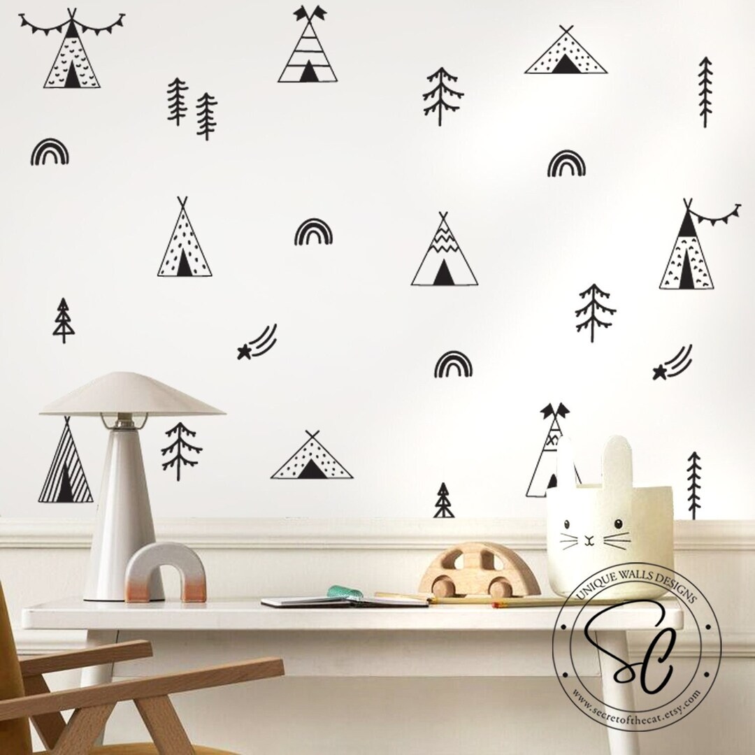Teepee Wall Decal, Teepee Wall Sticker, Ethnic Wall Decal, Modern Wall ...