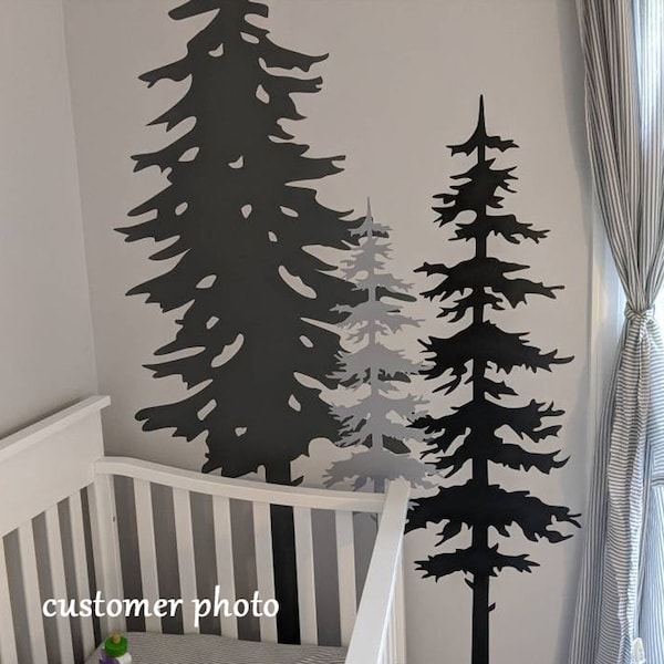 Wall Decals Nursery, Pine Tree Forest Wall Decals,Tree Wall Decals,Forest Mural, Forest Scene Decals,Children's Forest Decals ,Nursery Decor