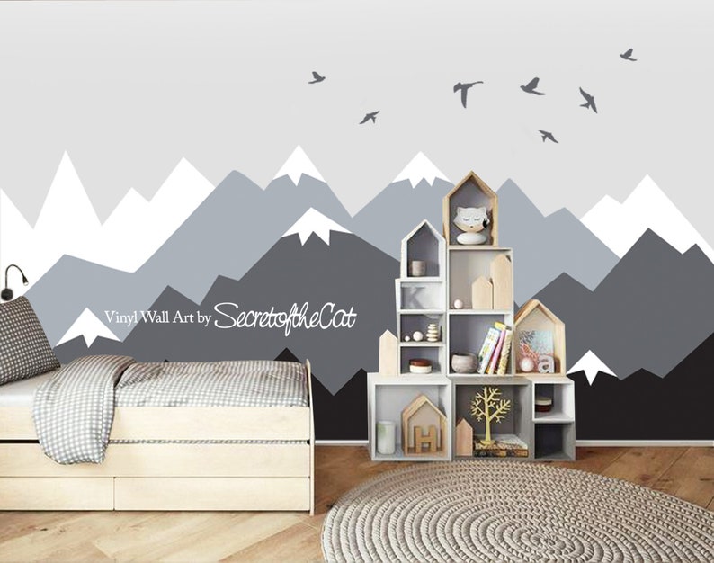 Mountain Wall Sticker Mountain Wall Decal Mountains Sticker Etsy