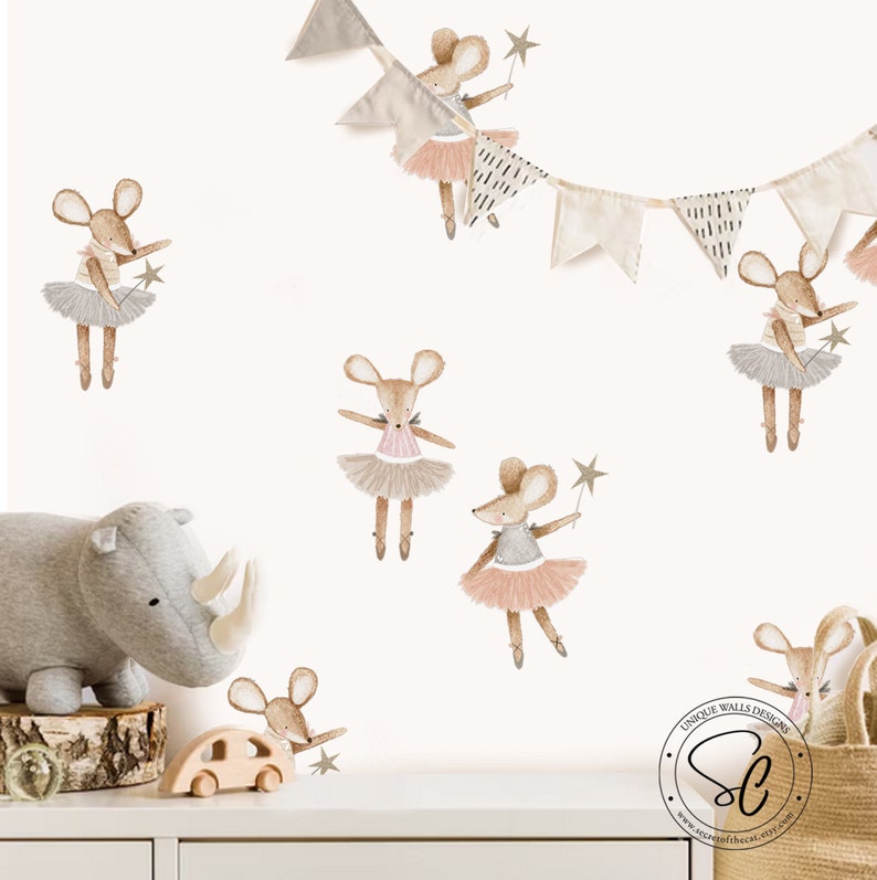 Ballerina Nursery Stickers, Girl Nursery decor, Girl Nursery decals, kids room decor,Woodland Wall Stickers,Peel and Stick, Ballerina decal image 6