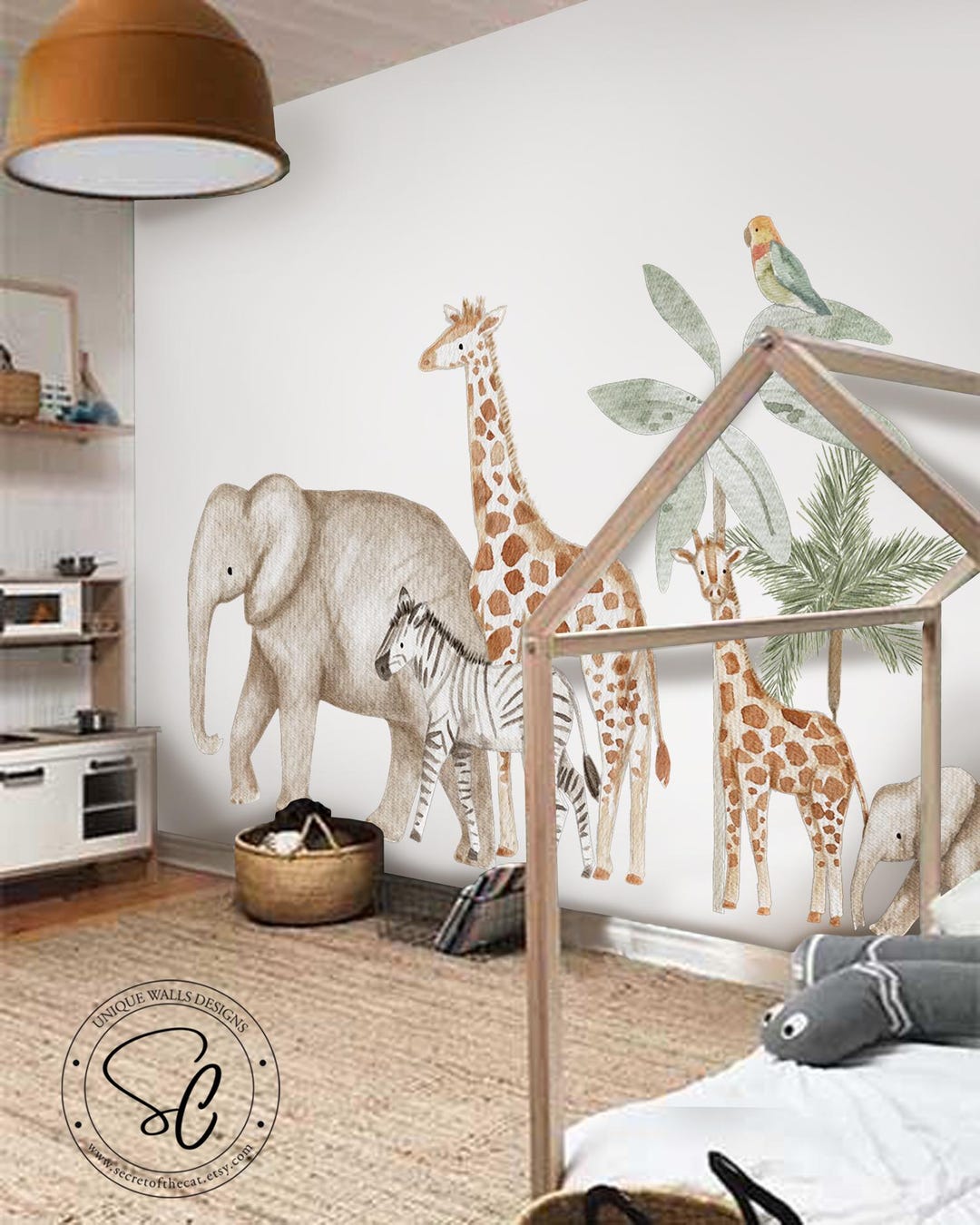 Safari Animals Wall Decals, Peel and Stick Nursery Decor - Etsy