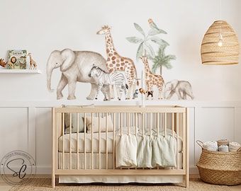 Safari Animals Wall Decals, Jungle Nursery Decor, Peel and Stick