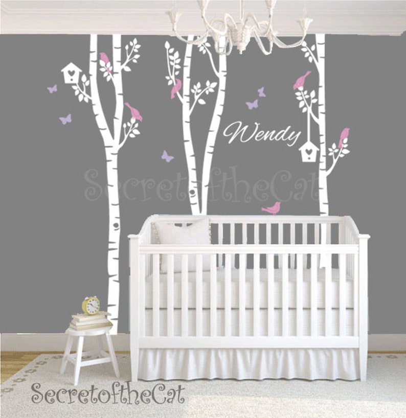 Nursery Wall Decal nursery Tree Decal Birch Trees Decal Tree Etsy