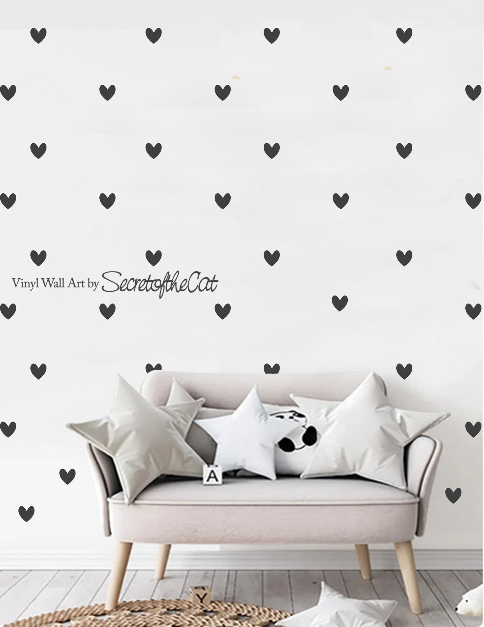 Hearts Decals /gold Wall Decals Hearts Wall Decor Etsy