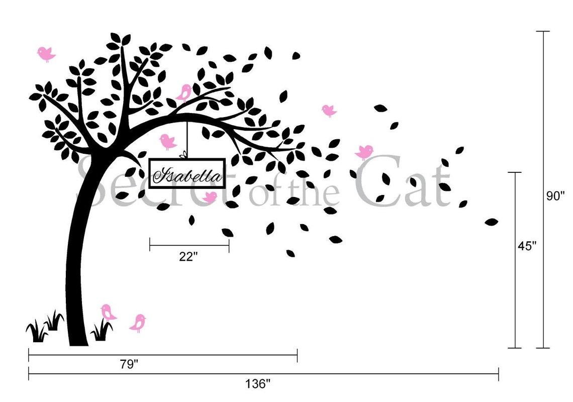 Wall Decal Nurserywall Decals Tree Decal With Namelarge Tree Etsy